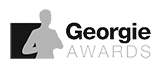 Silhouette of a person beside the text "Georgie Awards" in black and gray, celebrating exceptional home designers.
