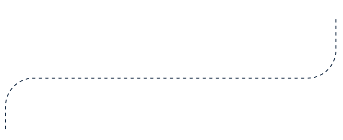 A dashed line with a rounded corner, reminiscent of custom home design, curving upward to the right.